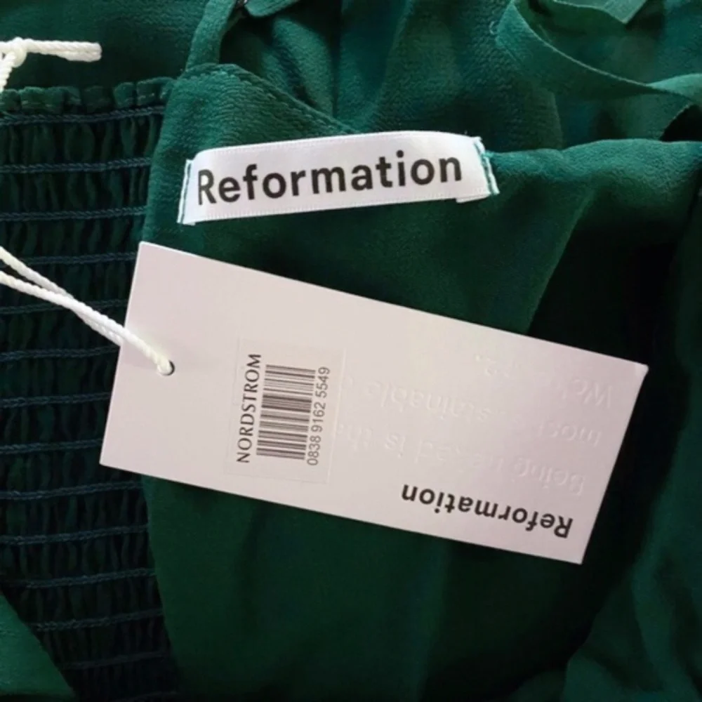 NEW Reformation Emersyn Dress Emerald 2 - Picture 10 of 17
